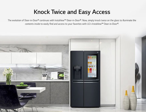 LG knock twice InstaView Side by Side Fridge, Door-in-Door